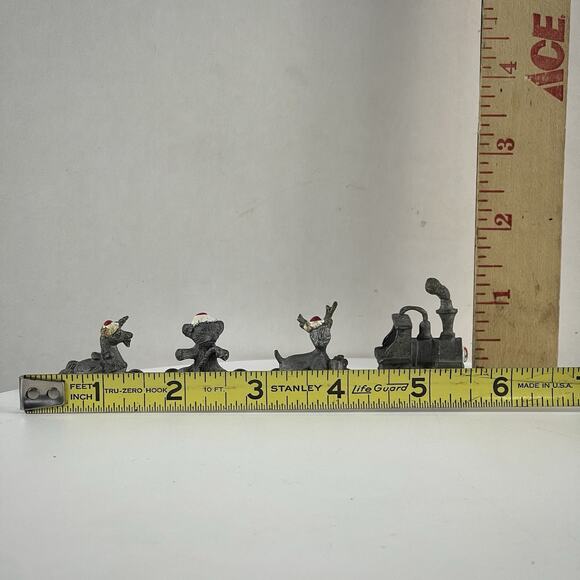 Rare Vintage 70s MSR 4pc Miniature Pewter Christmas FREEDOM TRAIN -Bear Unicorn - Picture 9 of 10